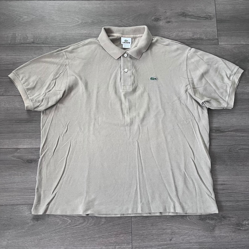 Lacoste Mens Tan Beige Short Sleeve Pique Polo Shirt Size 7 XXL Classic Fit